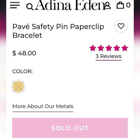 ADINA EDEN Paperclip safety pin pave bracelet NEW SOLD OUT - Picture 3 of 13